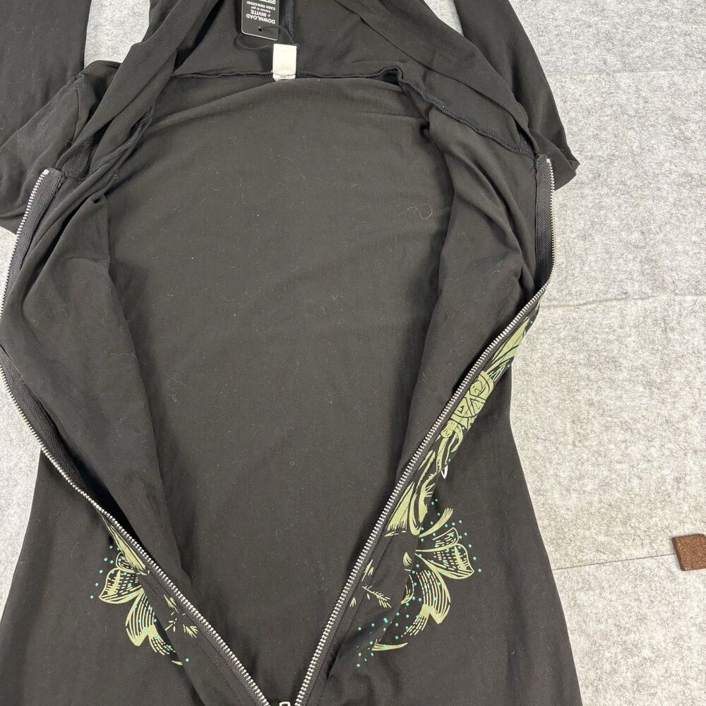 INAWLY Black Angel Wing Rhinestone Hooded Zip Mini Dress Womens S NWT Goth Y2K - Picture 15 of 15
